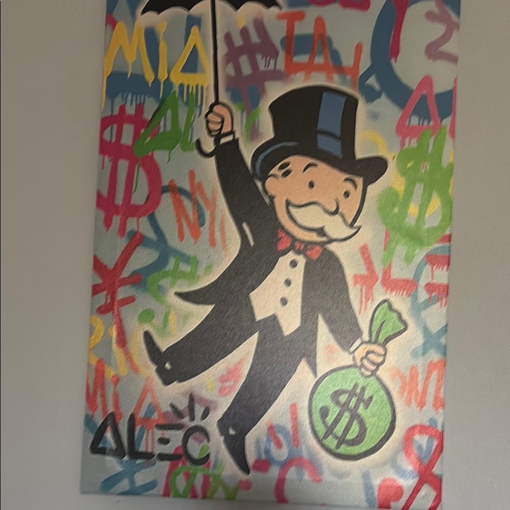 Colorful Monopoly Man Canvas Art